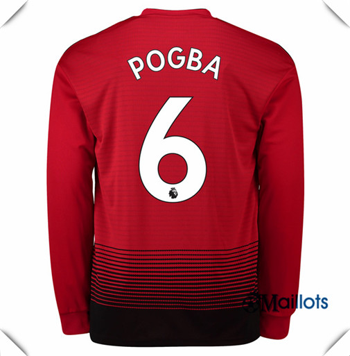 Maillot Manchester United football Domicile 6 Pogba Manche Longue 2018