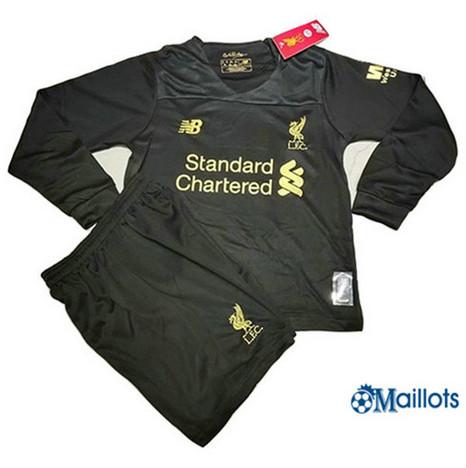 Maillot Foot Liverpool Ensemble Foot Enfant Gardien De But Manche Longue Noir 2019 2020