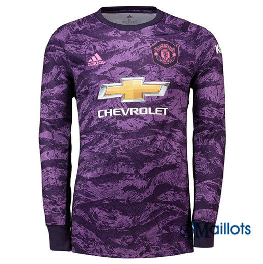 Vêtements Maillot football Manchester United Dardien De But Manche Longue Pourpre 2019 2020