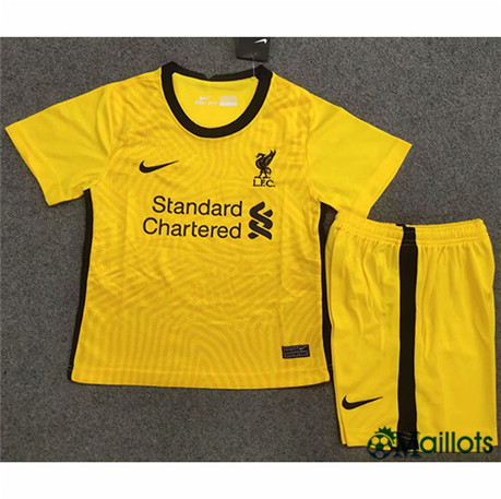 Grossiste Vetement de foot Liverpool Enfant Gardien de But Jaune 2020 2021