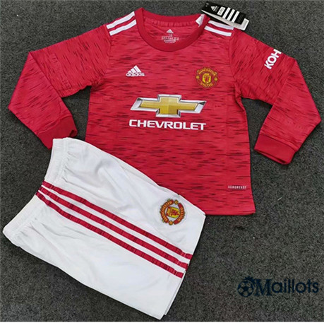 Grossiste Maillot Foot Manchester United Enfant Domicile Manche Longue 2020 2021