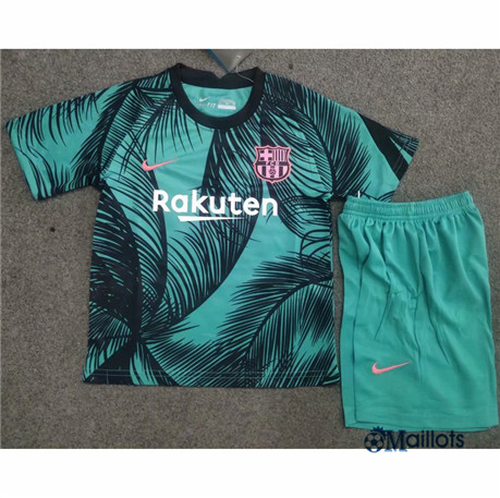 omaillots Grossiste Maillot foot Barcelone Enfant training Vert 2020 2021