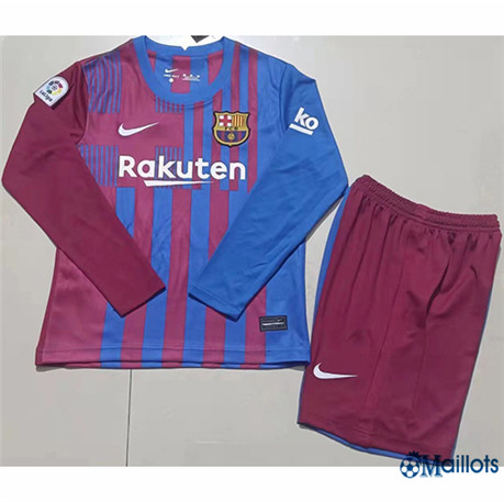 Grossiste Maillot de football Barcelone Enfant Domicile Manche Longue 2021-2022