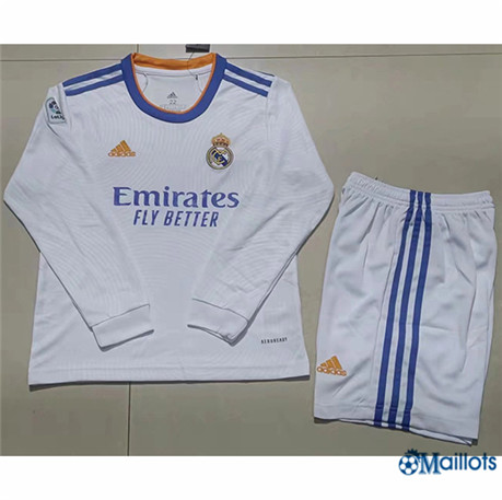 Grossiste Maillot foot Real Madrid Enfant Domicile Manche Longue 2021-2022