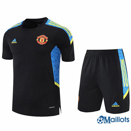 Grossiste Maillot foot Manchester United training + short Noir Dark Bleu edge 2021-2022