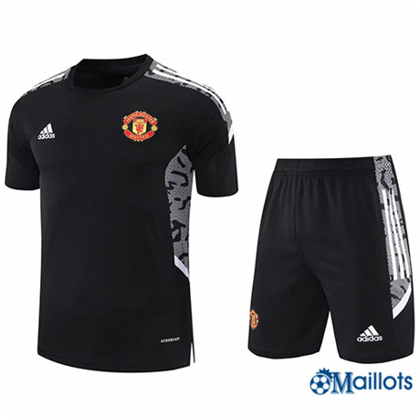 Grossiste Maillot foot Manchester United training + short Noir 2021-2022