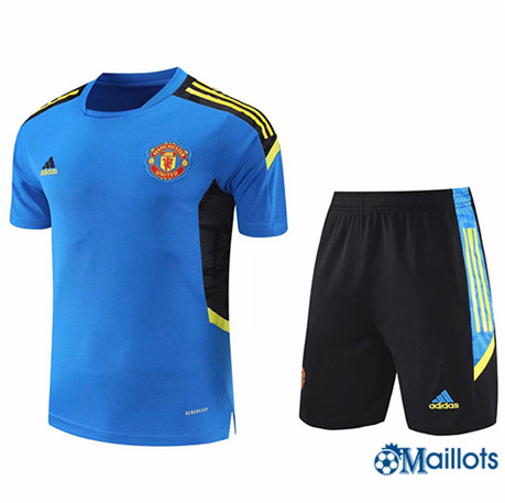 Grossiste Maillot foot Manchester United training + short Bleu 2021-2022