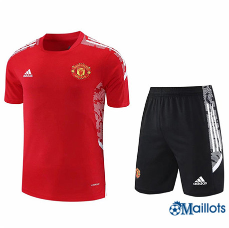 Grossiste Maillot foot Manchester United training + short Rouge 2021-2022