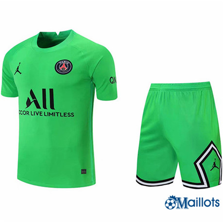 Grossiste Maillot foot PSG training + short Vert 2021-2022