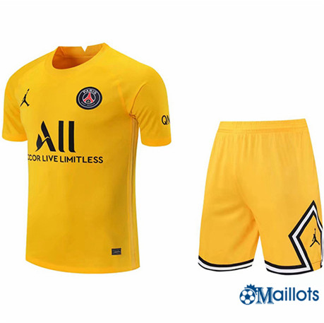 Grossiste Maillot foot PSG training + short Jaune 2021-2022