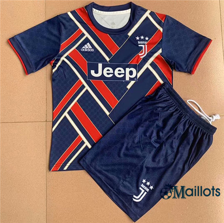 Grossiste Ensemble Maillot foot Juventus Enfant Bleu /Rouge 2021-2022