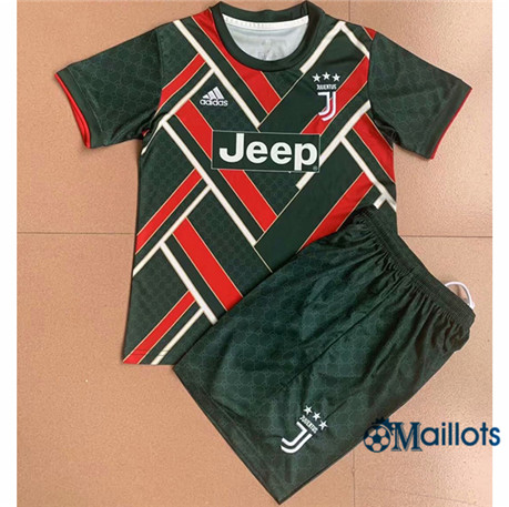 Grossiste Ensemble Maillot foot Juventus Enfant Vert/Rouge 2021-2022