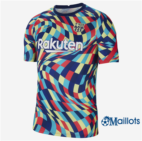 Grossiste Maillot de football Barcelone Pre-Match Bleu/Rouge/Jaune 2021-2022