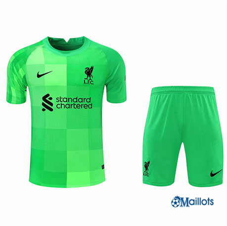 Grossiste Maillot foot Ensemble Liverpool Foot Gardien de but Vert 2021 2022