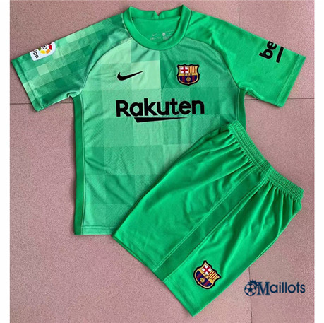 Grossiste Maillot foot Ensemble foot Barcelone Enfant Gardien de but Vert 2021 2022