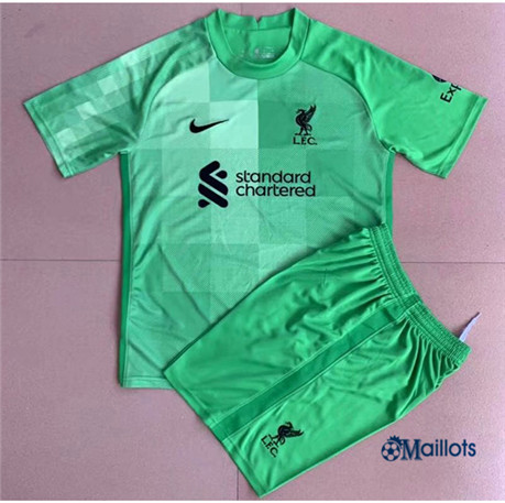 Grossiste Maillot foot Liverpool Enfant Gardien de but Vert 2021 2022