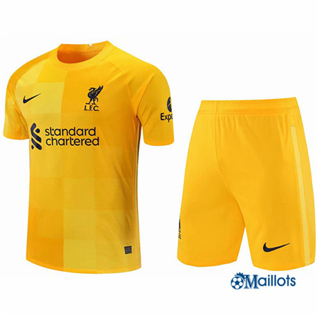 Grossiste Maillot foot Liverpool Gardien de but + Short Jaune 2021 2022