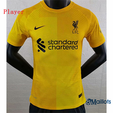 Grossiste Maillot foot Player Liverpool Gardien de but Jaune 2021 2022