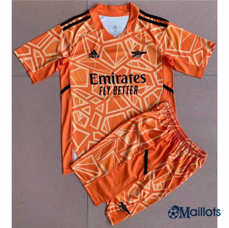 omaillots Maillot de Arsenal Ensemble Foot Enfant Gardien de but Orange 2022 2023 om151