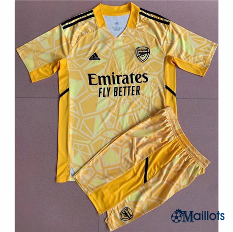 omaillots Maillot de Arsenal Ensemble Foot Enfant Gardien de but Jaune 2022 2023 om153