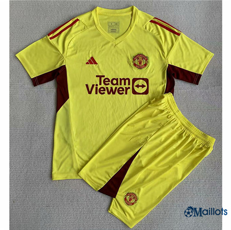 Maillot football Manchester United Enfant Gardien de but Jaune 2023 2024 omN056