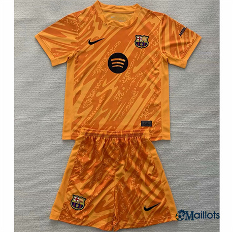 Nouveau Maillot football FC Barcelone Enfant Gardien De But Orange 2024-2025