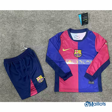 Nouveau Maillot football FC Barcelone Enfant Domicile Manche Longue 2024-2025