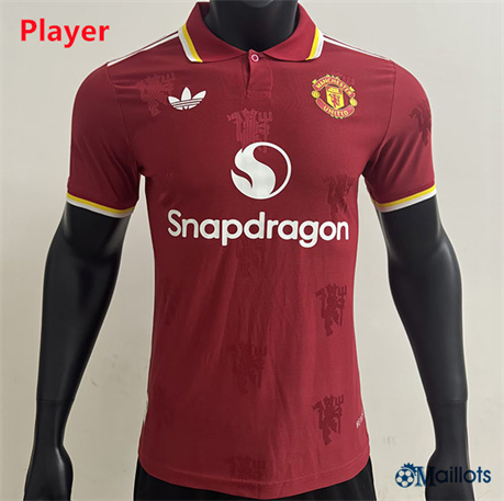 omaillots Maillot football Manchester United Player lapel Rouge 2025-2026